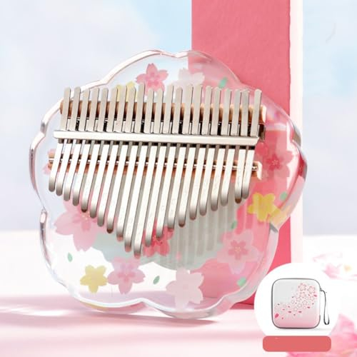 SPORTARC Kalimba Daumenklavier, tragbares Fingerklavier Marimba, Kalimba Pink Star Style Acryl Transparent Daumenklavier Musikgeschenk (rosa 21 Saiten)