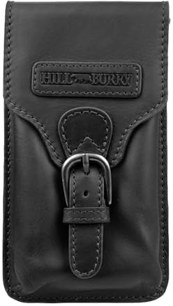 ZAKATTE • HILL BURRY • Gürteltasche aus Leder Bauchtasche Handytasche Mlitärtasche Hüfttasche HBBP06 (Schwarz XL (19 x 10cm))