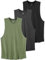 vislivin Workout Tanktops für Herren Gym Tank Top Bodybuilding Ärmellose Muskelshirts Sportbekleidung Shirt Tanks 3 Pack Schwarz/Dunkelgrau/Armeegrün S