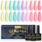 INPING UV Nagellack Pastell, 10 Farben Gel Nagellack Rosa Blau Gelb Lila Süßigkeiten, Soak-Off UV Gel Nail Polish Starter Set Geschenk für Frauen Nail Salon DIY, 8ML