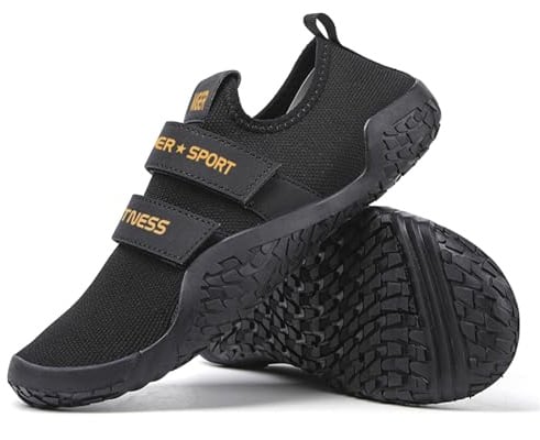 ZHENSI Chaussures De Soulevé De Terre, Chaussures D'haltérophilie Squat Hommes Et Femmes Chaussures D'entraînement Croisé Pieds Nus pour Salle De Sport en Salle,Noir,42 EU