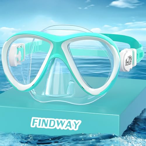 Findway Schnorchelmaske für Kinder, Schwimmbrille für Kinder mit Nasenabdeckung für 4–14 Jahre, Jungen und Mädchen, Schwimmbrille, bequeme Passform, wasserdicht, kein Auslaufen, pink-weiße Tauchmasken