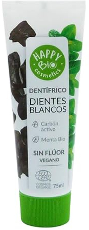 HAPPY BIO COSMETICS - Zahnpasta, frischer Atem und Bio-Eukalyptus, ohne Fluor, vegane Zahnpasta, glutenfrei, umweltfreundlich, 75 ml