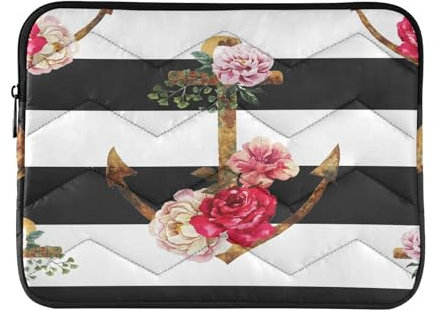 Laptop Hülle Tasche Floraler nautischer Anchor Laptoptasche Laptop Notebook Tasche Laptophülle Computer Tragetasche für 13 14 Zoll Notebook