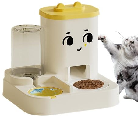 Automatic Pet Feeder And Waterer, 2 In 1 Automatic Cat Feeder, Auto Food And Water Dispenser With Large Capacity - Easy-to-Clean, Food Bowl For Large & Small Dogs, Cats, Kittens & Puppies
