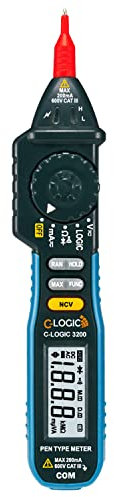 C-LOGIC 3200 Multimetro a Penna – Tester di Tensione e Corrente AC/DC, Funzione Hold, Spegnimento Automatico, Test di Continuità e Rilevamento di Tensione Senza Contatto (NCV)