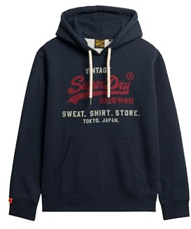 Superdry Men's VL Heritage Relaxed Hood Sweater, Trench Navy Marl, Small