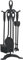 5 Pieces Companion 24 Set Fireside Fire Tools Fireplace & Accessories Black and Brass Stand Tongs Shovel Brush Chimney Poker (Black)