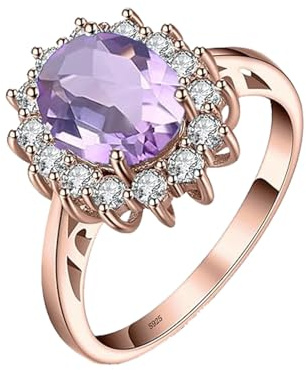 Meadows Edelstein-Geburtsstein-Saphir-Halo-Verlobungsringe für Frauen, Jahrestagsringe aus 14 Karat Weiß-, Gelb- und Roségold plattiertem 925er Sterlingsilber für Sie
