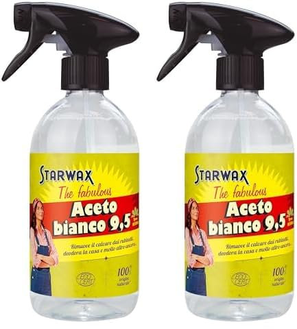 STARWAX THE FABULOUS - Aceto bianco 9,5° Aromatizzato - Disincrosta il bagno - Pulisce i vetri - Deodorizza il WC e molto altro - Aroma limone - Prodotto in Francia - 500ml (Confezione da 2)