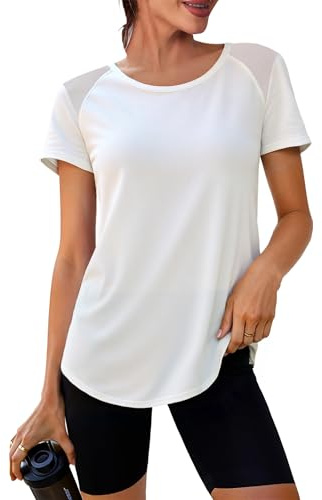 Crewhpo Sportshirt Damen Kurzarm Funktionsshirt Sport Oberteil UV Schutz UPF 50+