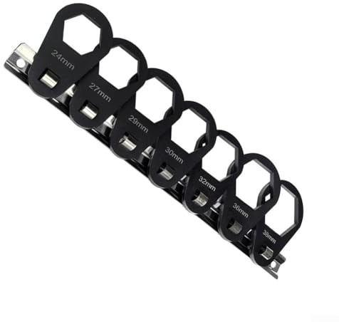 Gdfnmogo Set di chiavi a bussola per filtro dell'olio, 7 pezzi, dimensioni metriche 24 mm, 27 mm, 29 mm, 30 mm, 32 mm, 36 mm, 38 mm, strumento di rimozione del cappuccio in metallo per filtri a dado