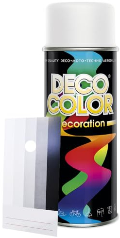 Craft-Equip DC 1 Stück Lackspray Glanz nach RAL in 400ml zur Lackierung von Auto Stahl Aluminium Beton Holz und Spritzmusterkarte (1 Dose in weiss matt RAL 9010 + Karte)