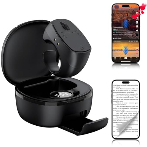TikTok Bluetooth Scrolling Ring，Page Turner Fernbedienung, Mobile Selfie Lazy Controller Für Smartphone Tablet, Drahtloser Seitenwechsler Geeignet für Leser, Arbeit, Reisen, Audio (Schwarz)