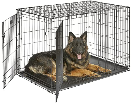 MidWest Homes for Pets iCrate Modell 1542DDU Hundebox, ca. 122 cm lang, mit Doppeltür, auslaufsicherer Bodenwanne, Bodenschutzfüßen, mit Trenneinsatz und patentierten Funktionen, schwarz