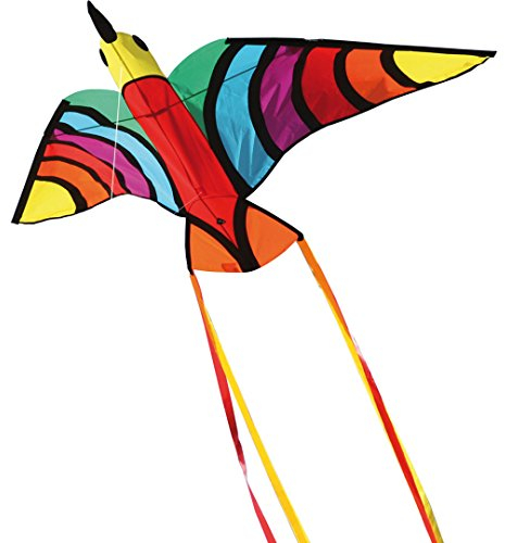 HQ Design - Flying Creatures, Kinderdrachen Flugdrachen Einleiner Drachen zum steigen Lassen, wenig Wind ab 5 Jahren, Polyesterschnur auf Spule oder Griff (Tropical Bird)