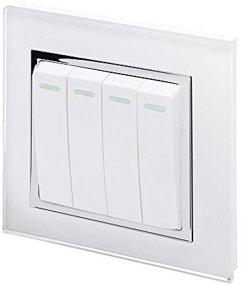 Retrotouch Crystal Quad Light Switch, White Chrome Trim, 2-Way, 10AX