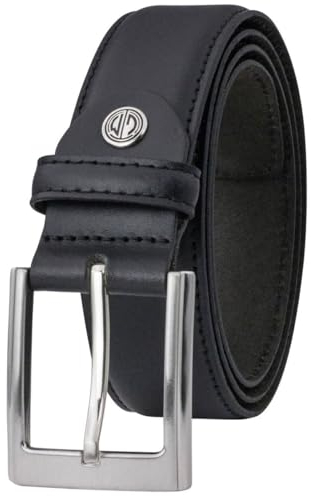LINDENMANN Rindledergürtel Herren, Gürtel Leder 35 mm breit, Gürtel Herren, Rindledergürtel schwarz, Größe/Size:105, Farbe/Color:schwarz