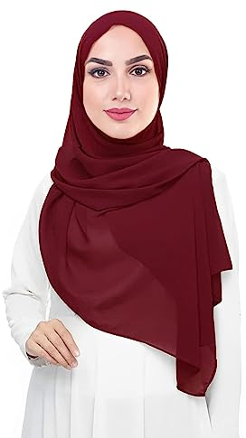 Lina & Lily Damen Muslim Premium Chiffon Hijab Kopftuch Schal aus Leicht Stoff (Bordeaux)