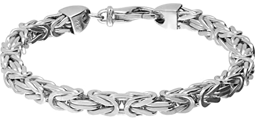 FILANGO Herren Armband Königsarmband mit Karabinerverschluss für Männer 925 Sterling Silber Silberfarben 5 mm Stärke 23 cm Länge
