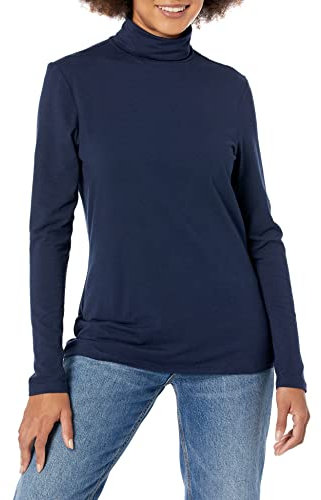 Amazon Essentials Women's Long-Sleeve Turtleneck (Available in Plus Size), Navy, L