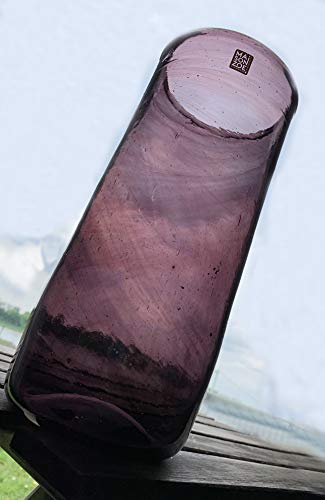 Maison Zoe Zylinder Glasvase aus Recycling-Glas Elena - lila - groß - Durchmesser ≈ 11cm Höhe ≈ 28cm - 100% Handmade - Blumenvase - Vase mundgeblasen - Dekovase - Tischvase