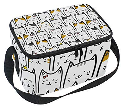 Lindo adorable bebé gato gatito lonchera aislada bolsa de almuerzo grande refrigerador bolsa de asas para niños mujeres hombres
