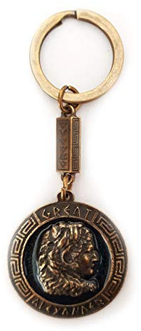IconsGr Schlüsselanhänger Ancient Coin Shield Alexander The Great & Sun of Vergina Schlüsselanhänger, Blau