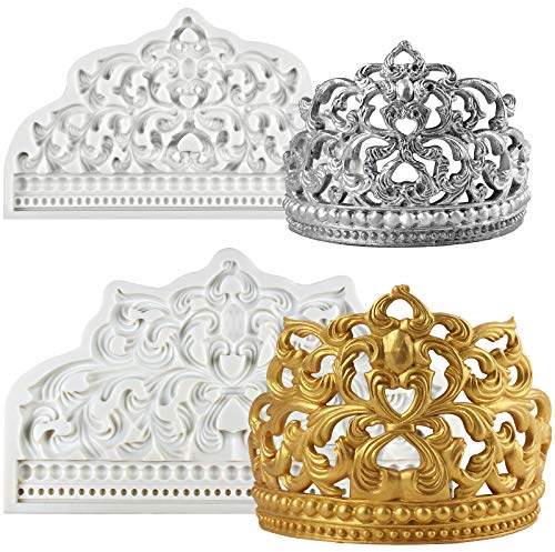Kuchendekorationsform Krone, für Hochzeitstorten, Prinzessinnenkuchen, Kronenkönigin Baroque Large and Small Molds Set #2668 2669