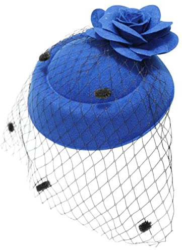 Ro Rox Chapeau Ruby de Rose Filet Vintage Retro 1940 1950 Fascinator Party Mariage - Bleu
