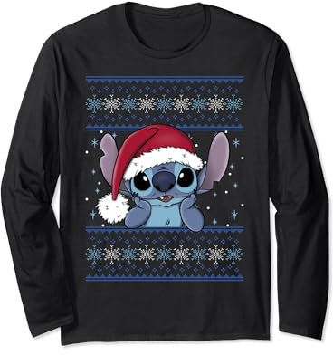 Disney Lilo & Stitch Christmas Stitch Santa Hat Long Sleeve T-Shirt