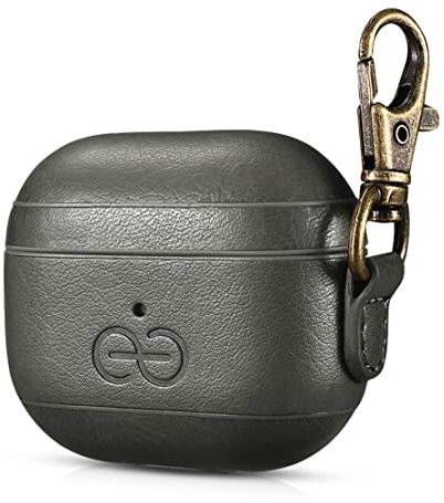 Dreem Om AirPods 3 Case Cover with Keychain Clip for Apple AirPods 3rd Generation, Vegan Leather AirPod Case for Men & Women, Luxury Earbuds Accessory for iPhone - Grey