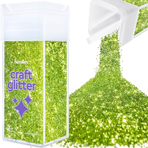 Hemway Premium Craft Glitter Shaker - Lime Green | Fine Metallic Flake Sequins for Resin & Epoxy Crafts | Craft Supplies for Festival, Tumblers, Body, Face, Eye & Nail Art | 130 g