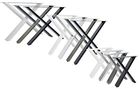 Natural Goods Berlin 2X Tischkufen X-Form - Design Tischbeine Weiß - Outdoor Tischgestell Metall - Möbelfüße aus Stahl - Tischfüße Metall - Bankkufen für Sitzbank, Couchtisch Füße - B40 x H42cm