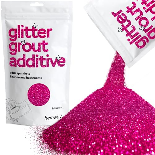 Hemway Glitter Grout Additive - Dark Rose Pink | Microfine Flakes for Adding Sparkle to Old & New Kitchen & Bathroom Tiles | Enhance Your Indoor Grouting Projects with a Sparkly Effect | 100 g