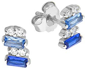 Zeeme Silber Damen Ohrringe 925/- Sterling Silber 0,8cm Glänzend Zirkonia weiß 358220700