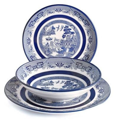 Vajilla Completa H&H Lifestyle Imperial Blue – 18 Piezas, 6 Servicios, Gres, Diseño Tradicional Azul, Estilo Clásico. Vajillas Completas. Vajillas Completas 6 Personas