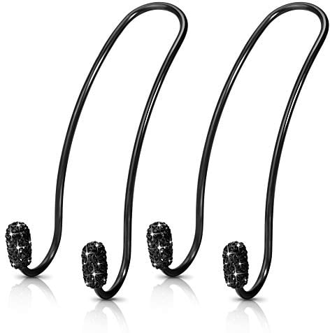 Ohok Bling Autositz Kopfstütze Haken Schwarz, Auto Rücksitz Organizer Kleiderbügel Aufbewahrungshaken, Multifunktionale Universal Kopfstützenhalterung Auto Haken 2er Pack für SUV LKW Fahrzeug