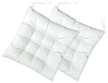 FANSU Coussins de Chaises Carrés Lot de 2, Coussin de Chaise avec Attache - Galette de Chaise Epais Tatami Coussins de Chaise pour Intérieur Extérieur Jardin Patio (50x50x8cm,Blanc)