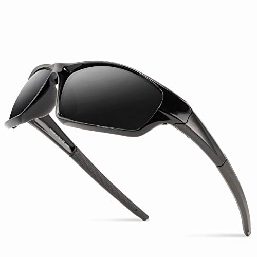 Grainas Polarisierte Sportbrille Sonnenbrille für Herren Damen Fahrerbrille Radsportbrillen zum Radfahren Skifahren Autofahren Fischen Laufen Wandern UV400 Schutz (Schwarz no.2)