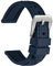 WOCCI 22mm Wasserdichtes Silikon Gummi Uhrenarmband mit Silberner Schnalle (Dunkelblau)