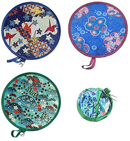 XDANWNG 4 abanicos redondos plegables de mano, estilo japonés, para verano, para festivales, fiestas, bodas, regalos, decoración del hogar, oficina (color al azar)