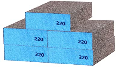 Blocchi abrasivi Wet and Dry a doppio uso, spugne abrasive grana 220 lavabili e riutilizzabili, legno, pareti, auto e metallo, 5 pezzi