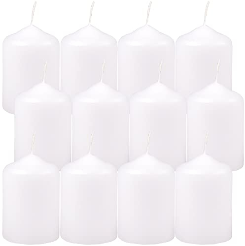 HS Candle Wachskerzen Stumpenkerzen Weiß Ø4cm x 6cm (12 Stück) Teelicht Durchmesser, in vielen Farben - Hergestellt in EU - Kerzen Blockkerzen - Wachs