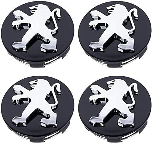 4 pièces Cache-Moyeux pour Peugeot 106 107 206 207 307 308 406 407 60MM, Enjoliveurs, Capuchons de Centre Jante, Centre Roue Caps, Bouchon de Jante, éTanche/Poussière/avec Logo