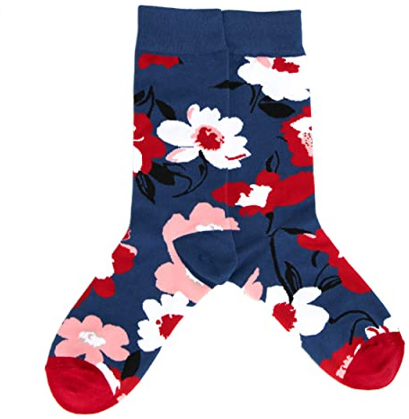 Lucky Pair Of Socks Blue, Red & Pink Floral Socks UK 4-8 LP9410C02