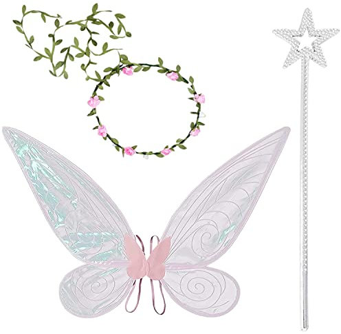 Femmes Ensemble d'ailes De Papillon,Ailes De FéE pour Adultes, Ailes d'ange pour Enfant Fille,Ailes de Papillon,Ailes de fée Papillon pour Filles, pour Carnaval,cosplay,fête d'anniversaire