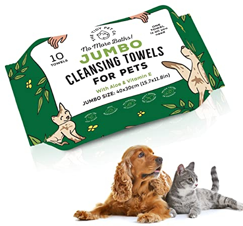 No More Baths! Jumbo Cleansing Towels for Pets