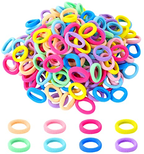 Hanyousheng 200 Pezzi Elastici Capelli Bambina, Elastici per Capelli, Codini per Capelli Bambina, Elastici Colorati per Capelli senza Cuciture per Bambine Ragazze Neonati