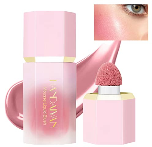 Flüssiges Creme-Rouge mit Schwammapplikator Samtmattes Rouge für einen natürlichen Glanz, feuchtigkeitsspendende Rouge-Creme Wangenfarbe Pfirsich-Rouge (Love cake)
